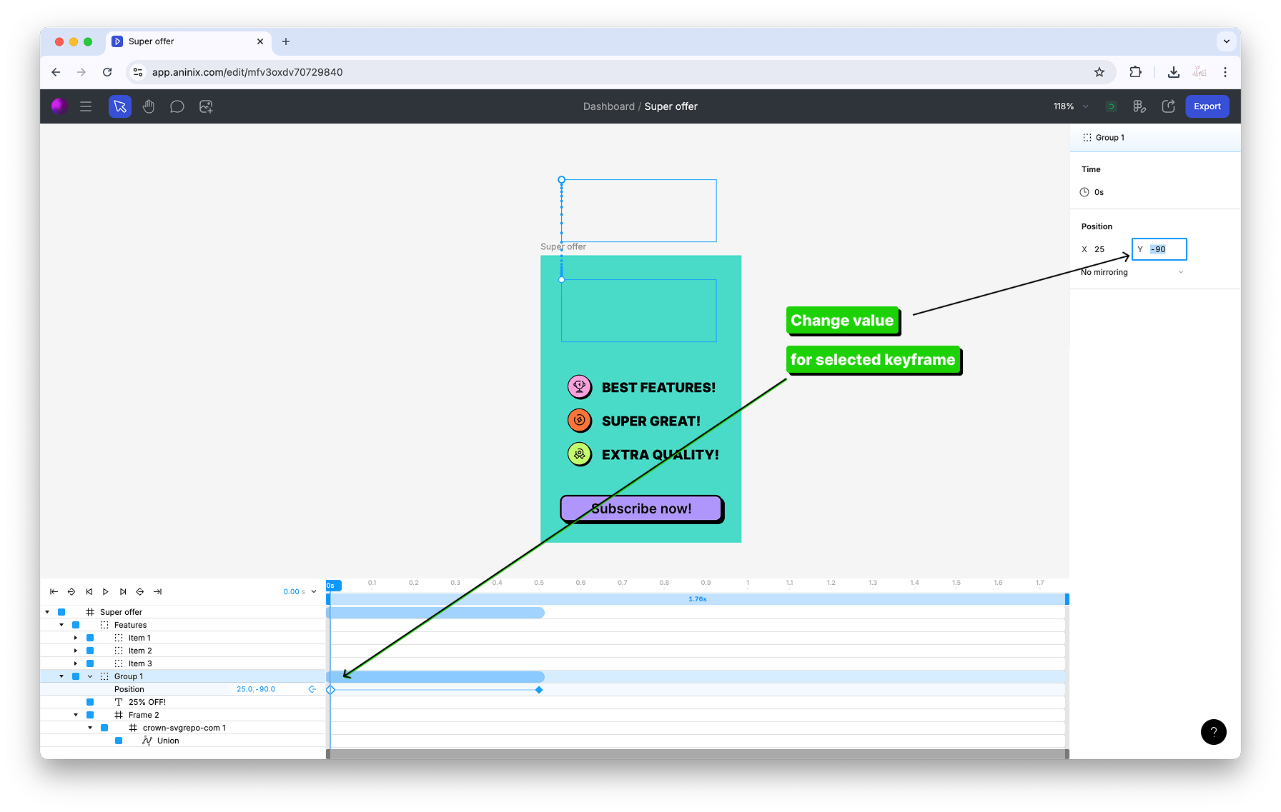Change First Header Position Keyframe