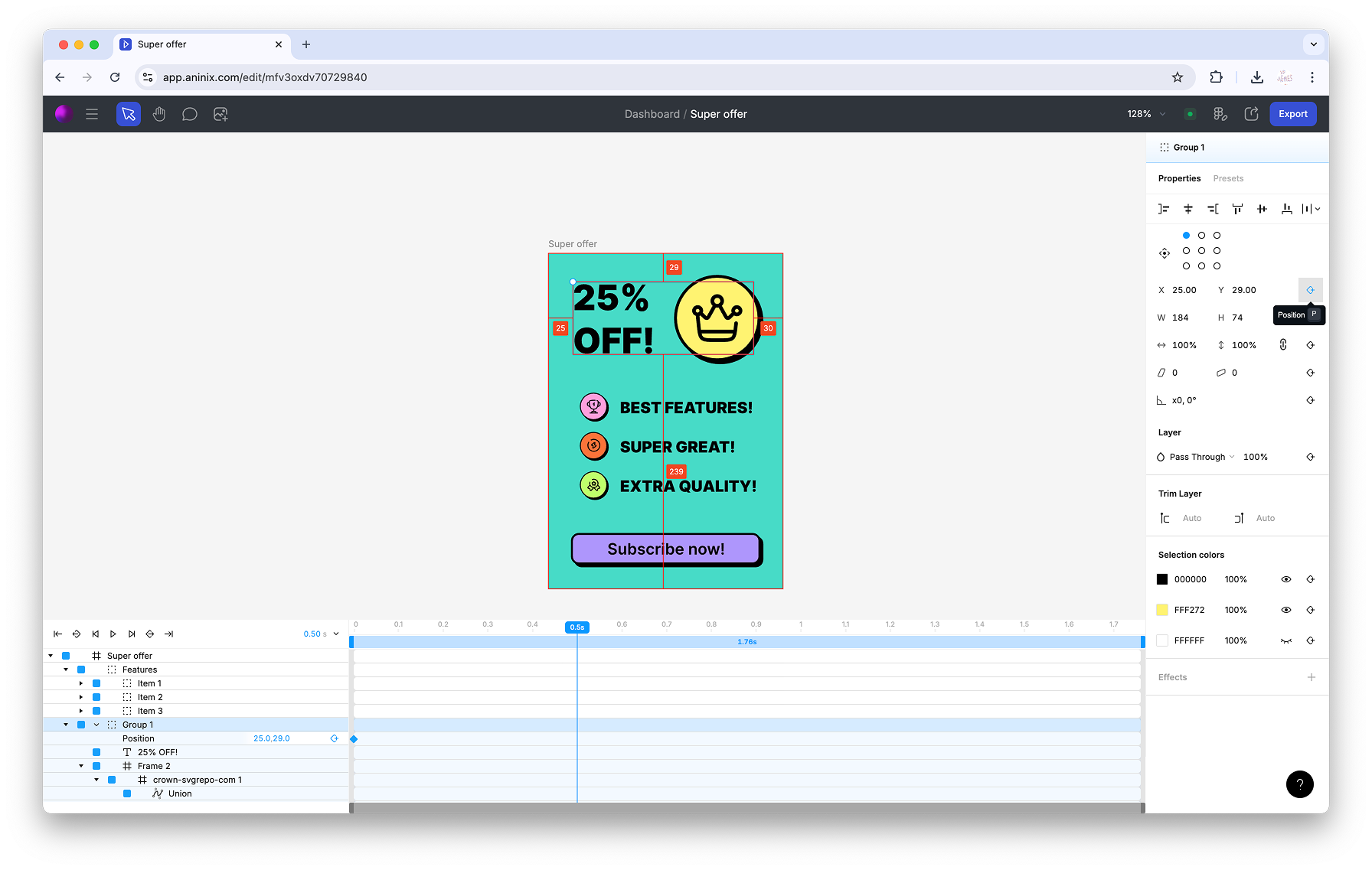 Create Second Position Keyframe