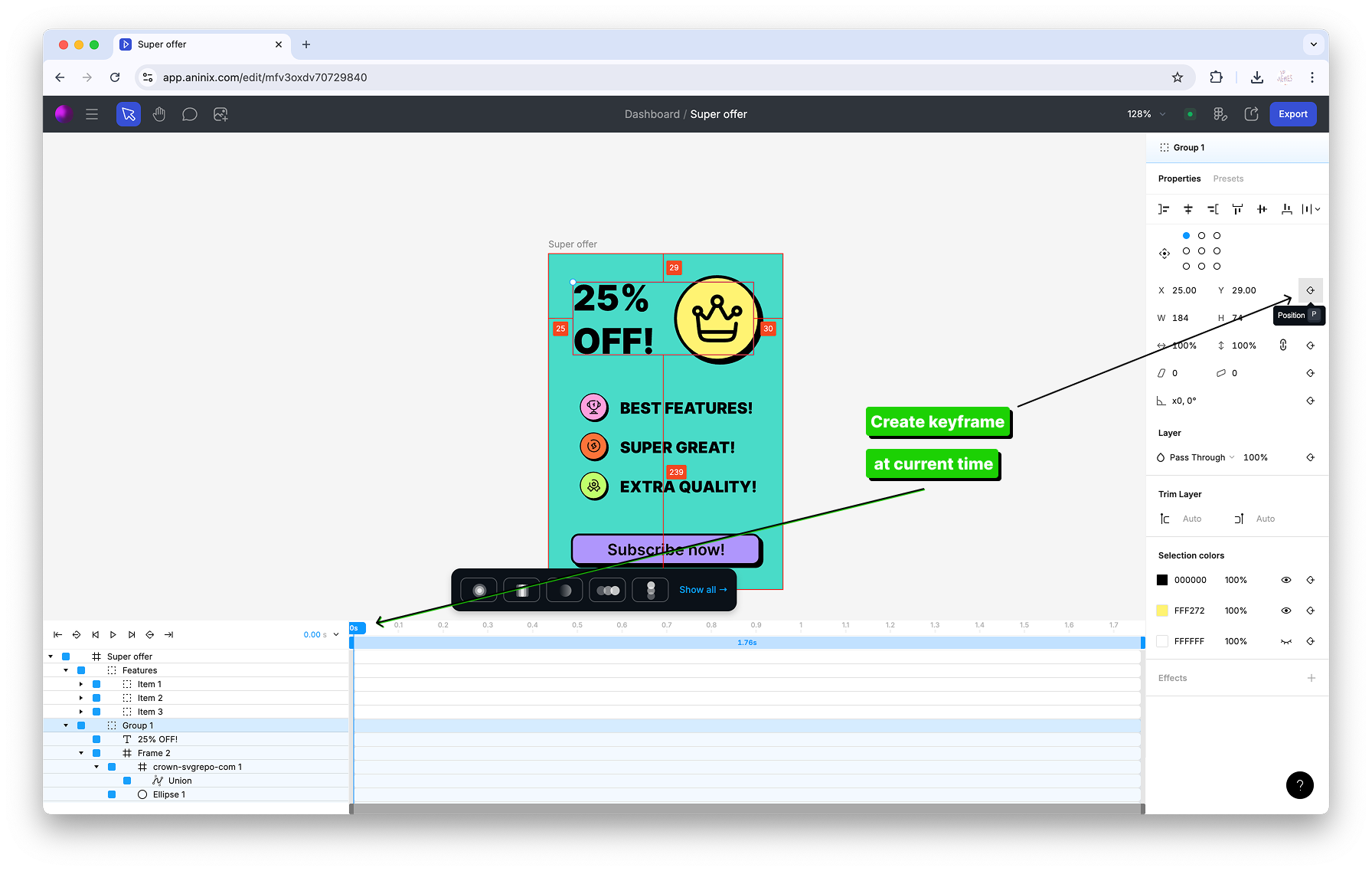 First Keyframe Header Position at Current Time