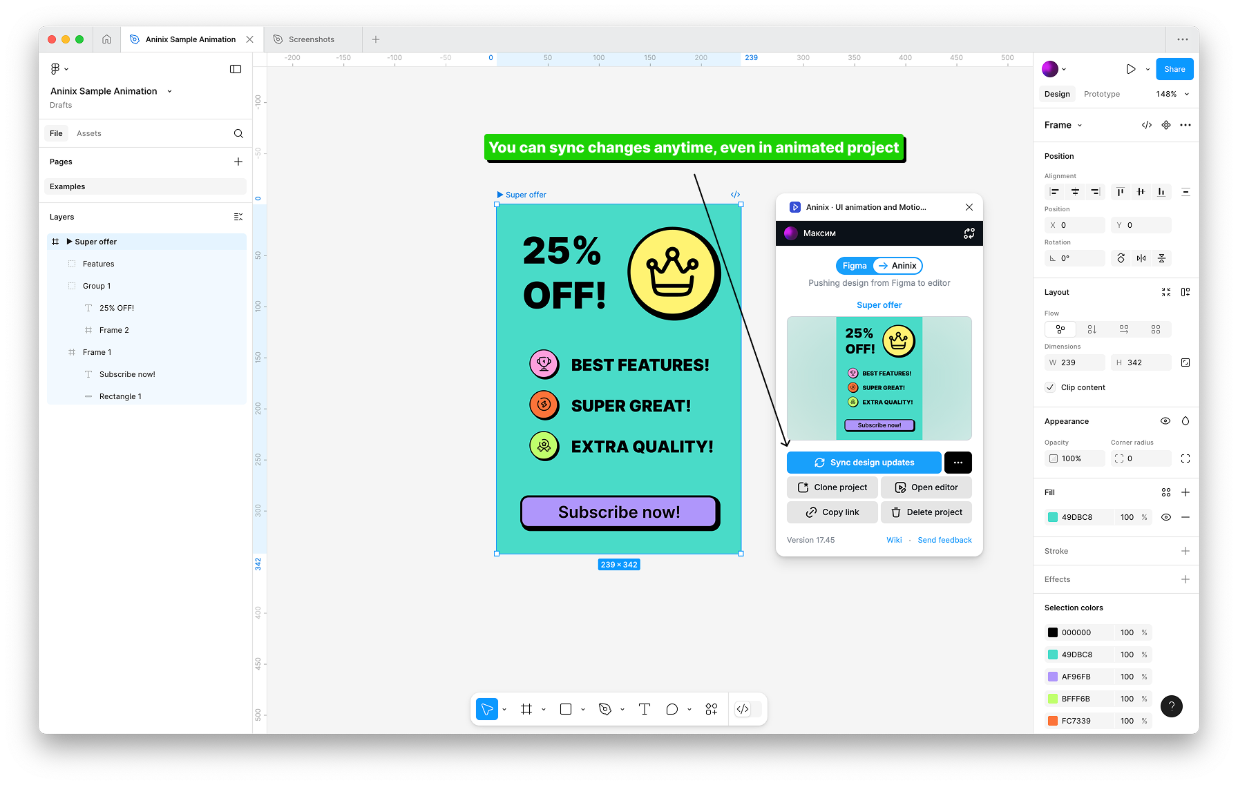 Sync Changes Even in Animated Project